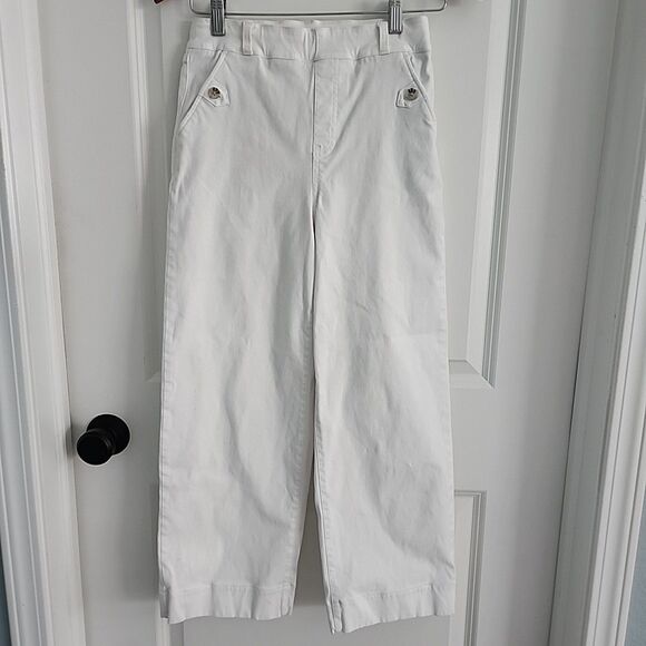 SPANX White Stretch Twill Wide Leg Cropped Pants Sailor Size Small 20312R - Picture 1 of 7